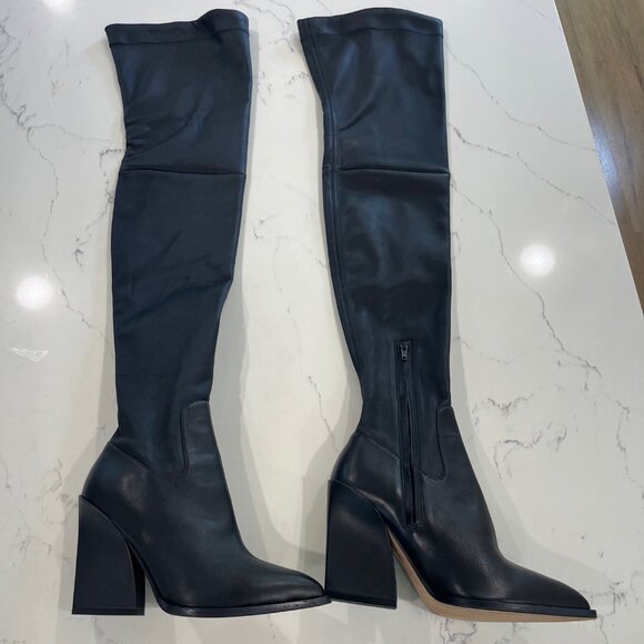 Hugo Boss Dark Navy Knee High boots Size 37 with defect - Picture 1 of 16